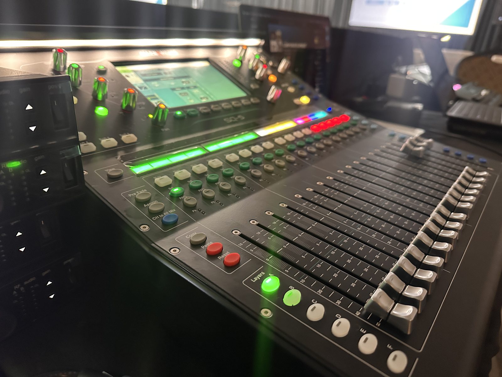 Video switcher console during a corporate general session