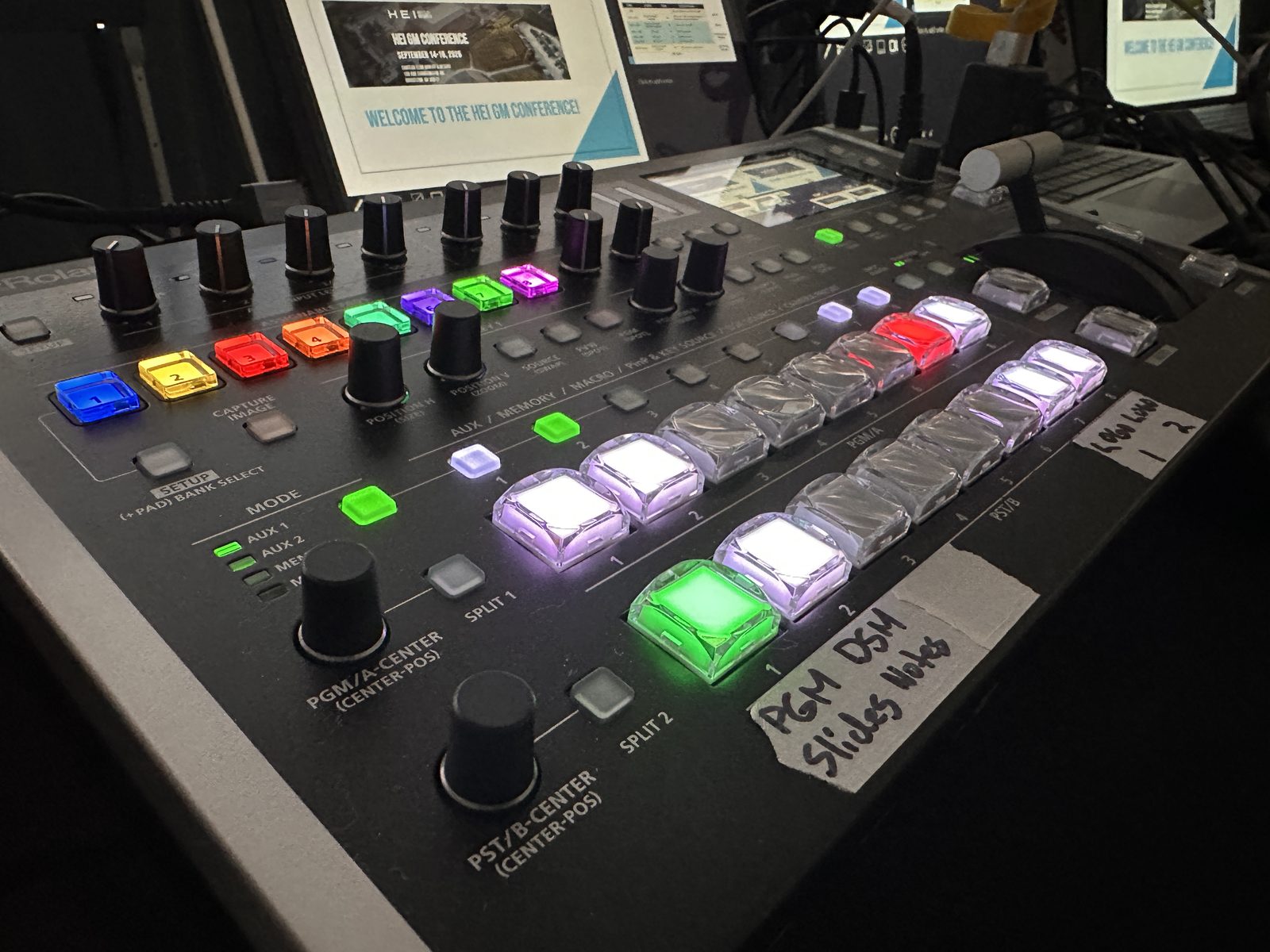 Video switcher console with multiviewer monitors